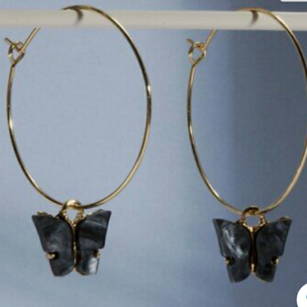 Black Butterfly Hoops